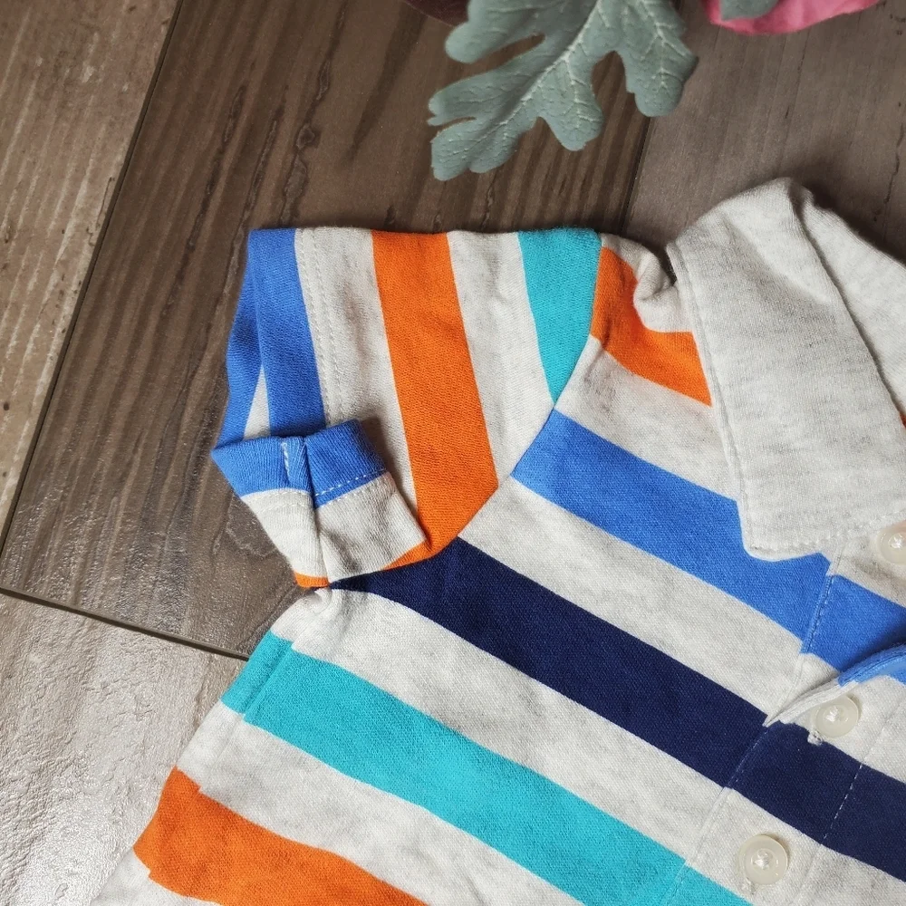 NWT Carter's Colorful Striped Polo Bodysuit Size 12m Baby Boy MSRP $20.00